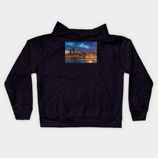 Jungfernstieg, town hall, Binnenalster, Christmas lights, dusk, Hamburg, Germany Kids Hoodie